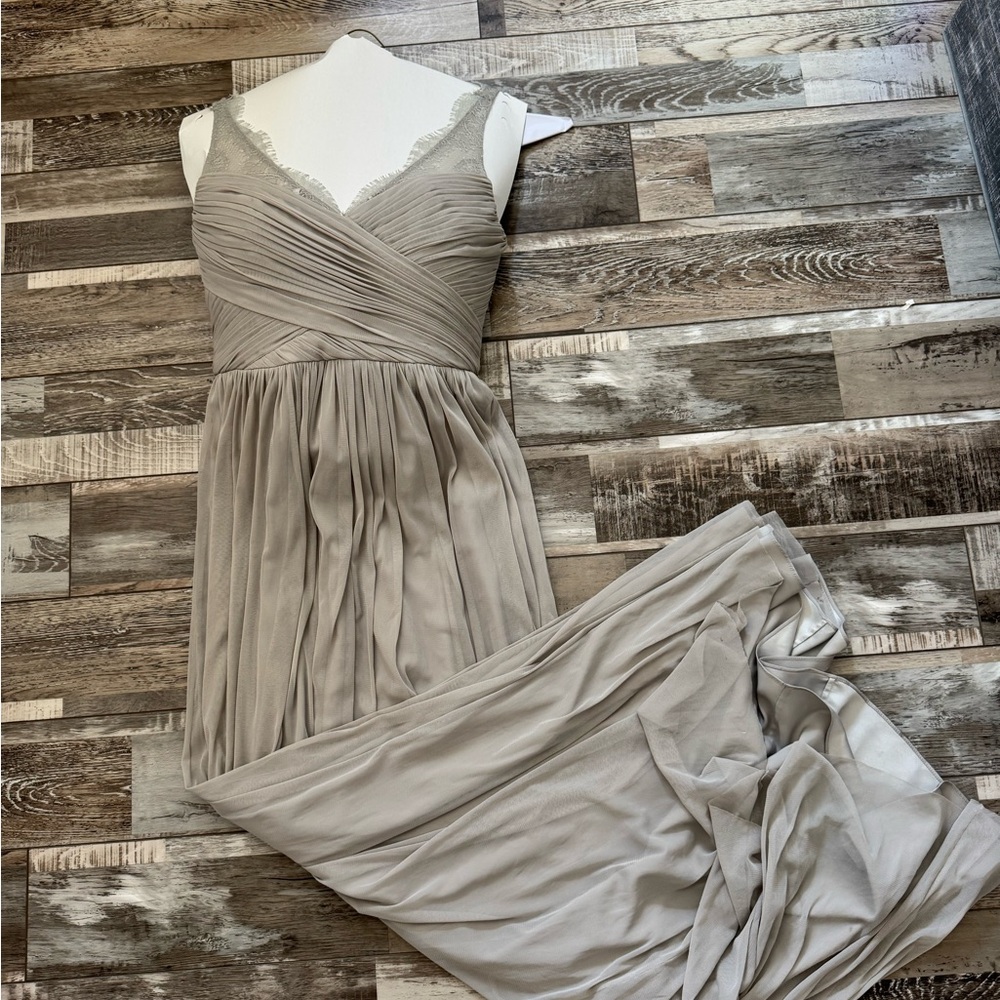 Gray Gown with Lace Detail